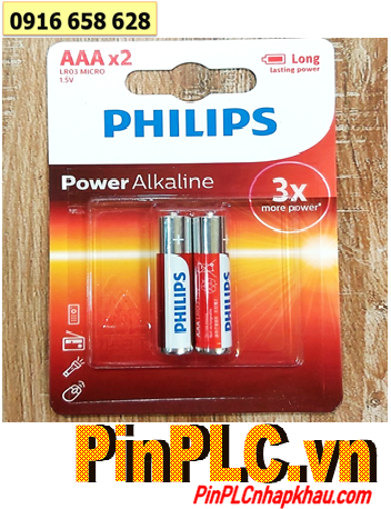 Philips LR03P2B/97, AM4; Pin AAA 1.5v Philips Power Alkaline LR03P2B/97 chính hãng _ Vỉ 2viên